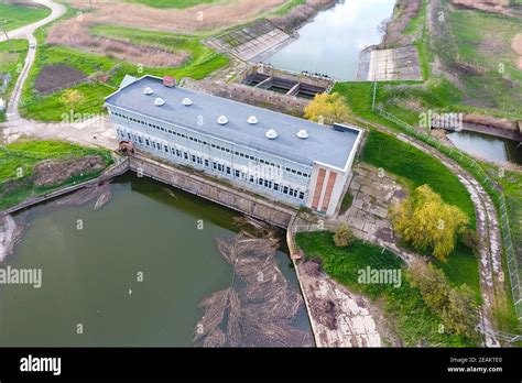 Water pumping station of irrigation system of rice fields. View.